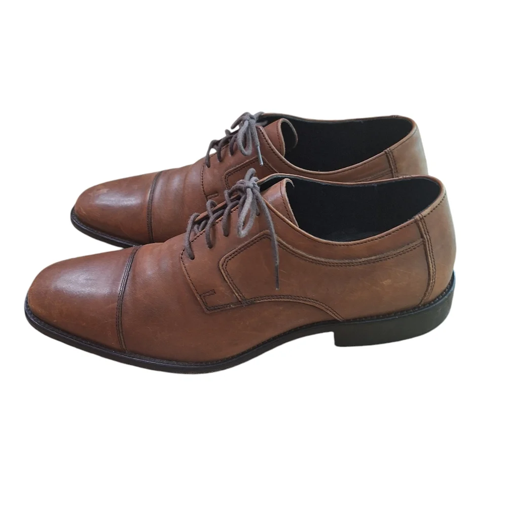 Johnston & Murphy Lancaster Cap Toe Derby Men's Tan Brown Dress Shoes sz 12M